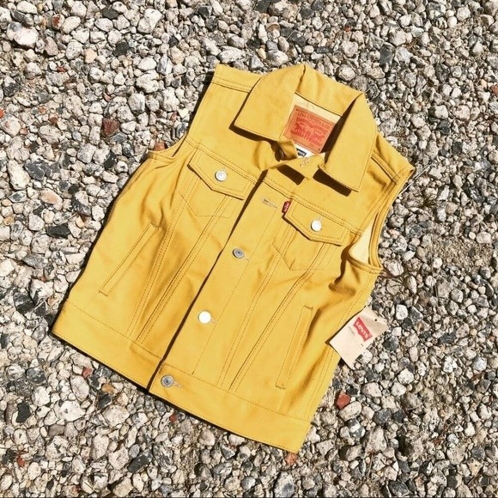 Levis Yellow Denim Jean Vest Kids Small